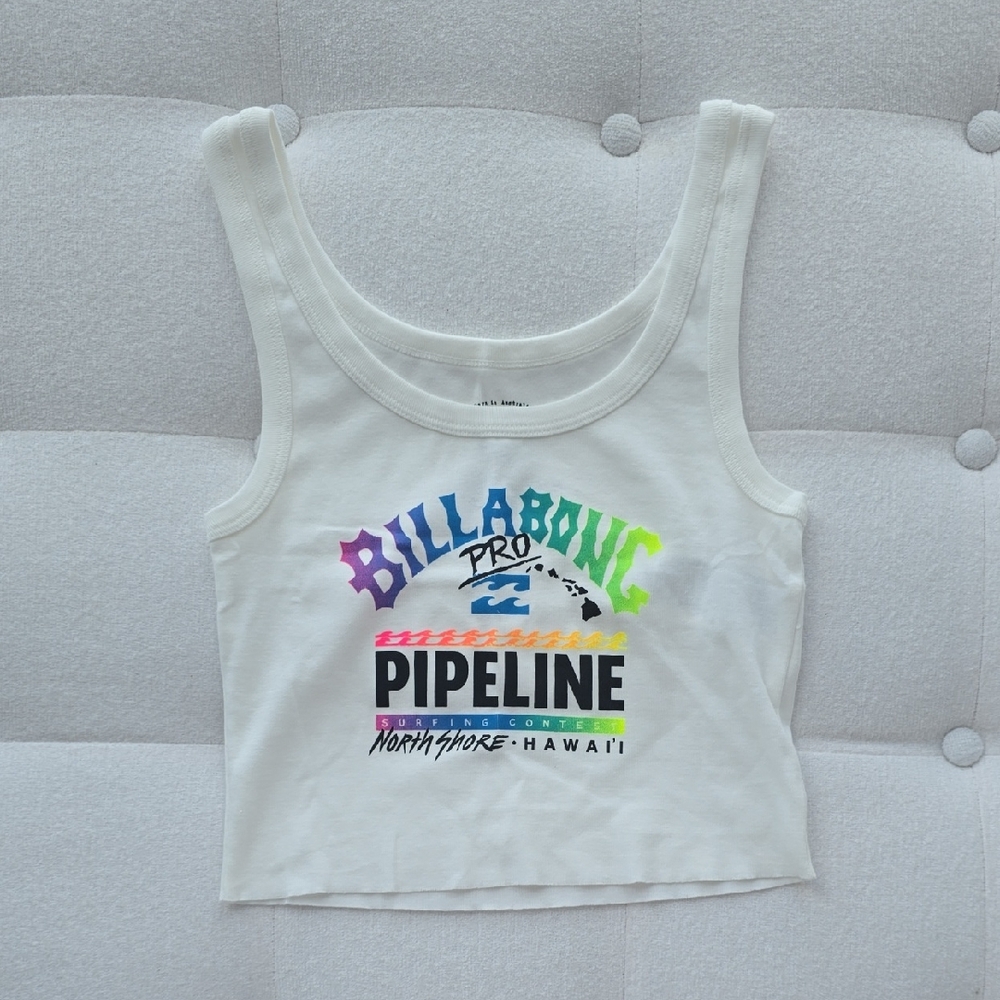Billabong White and Multicolor Graphic Tank Top